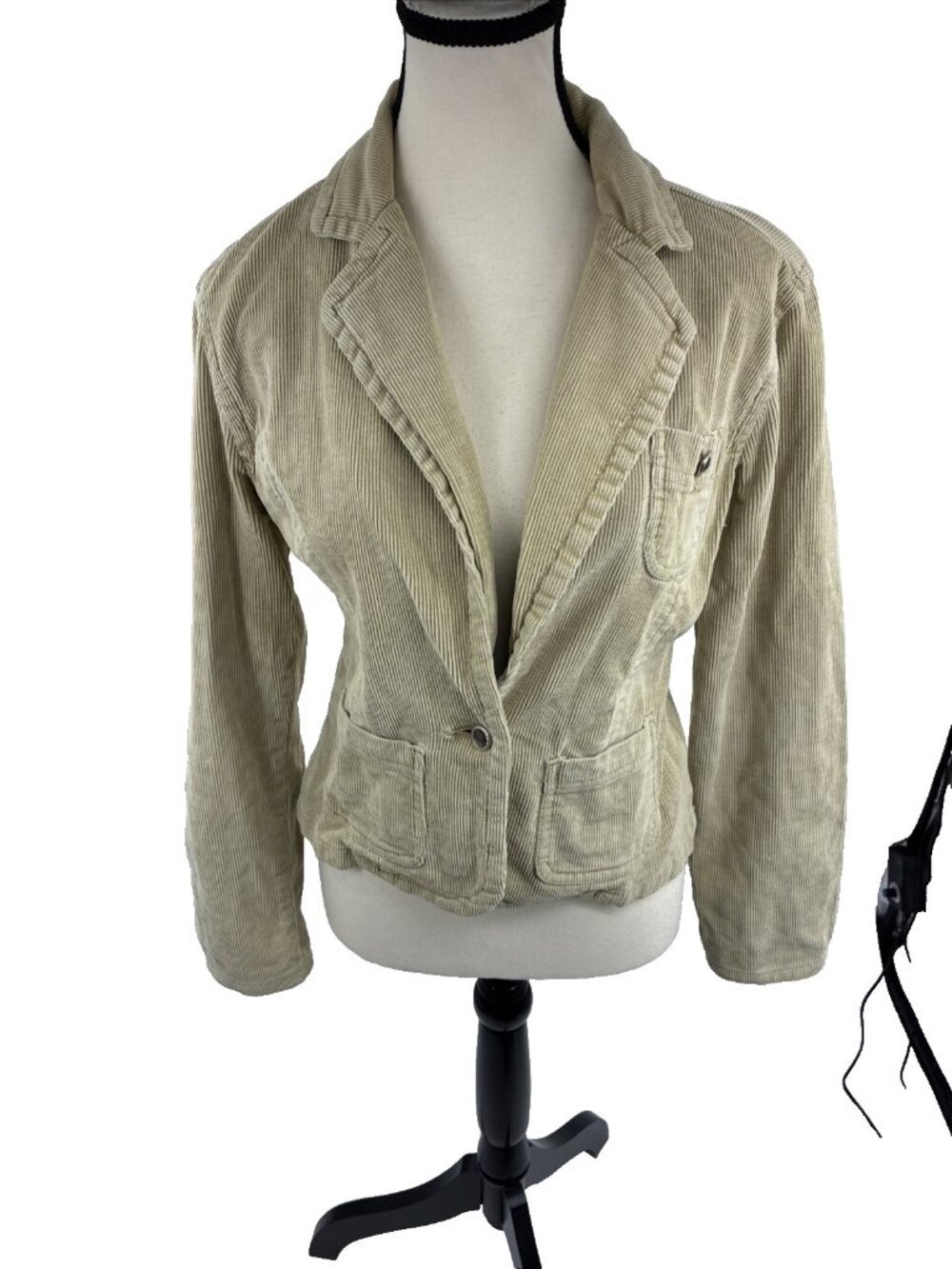 No Boundaries Womens Corduroy Blazer Jacket Tan Stretch Juniors Small Y2K